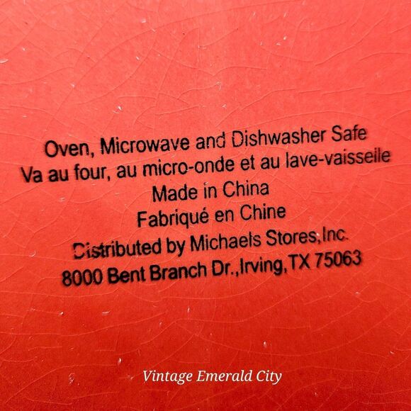 Michael's Christmas Tree Red Holiday Pie Baking Dish Hand Painted Edge Plate - Picture 8 of 12